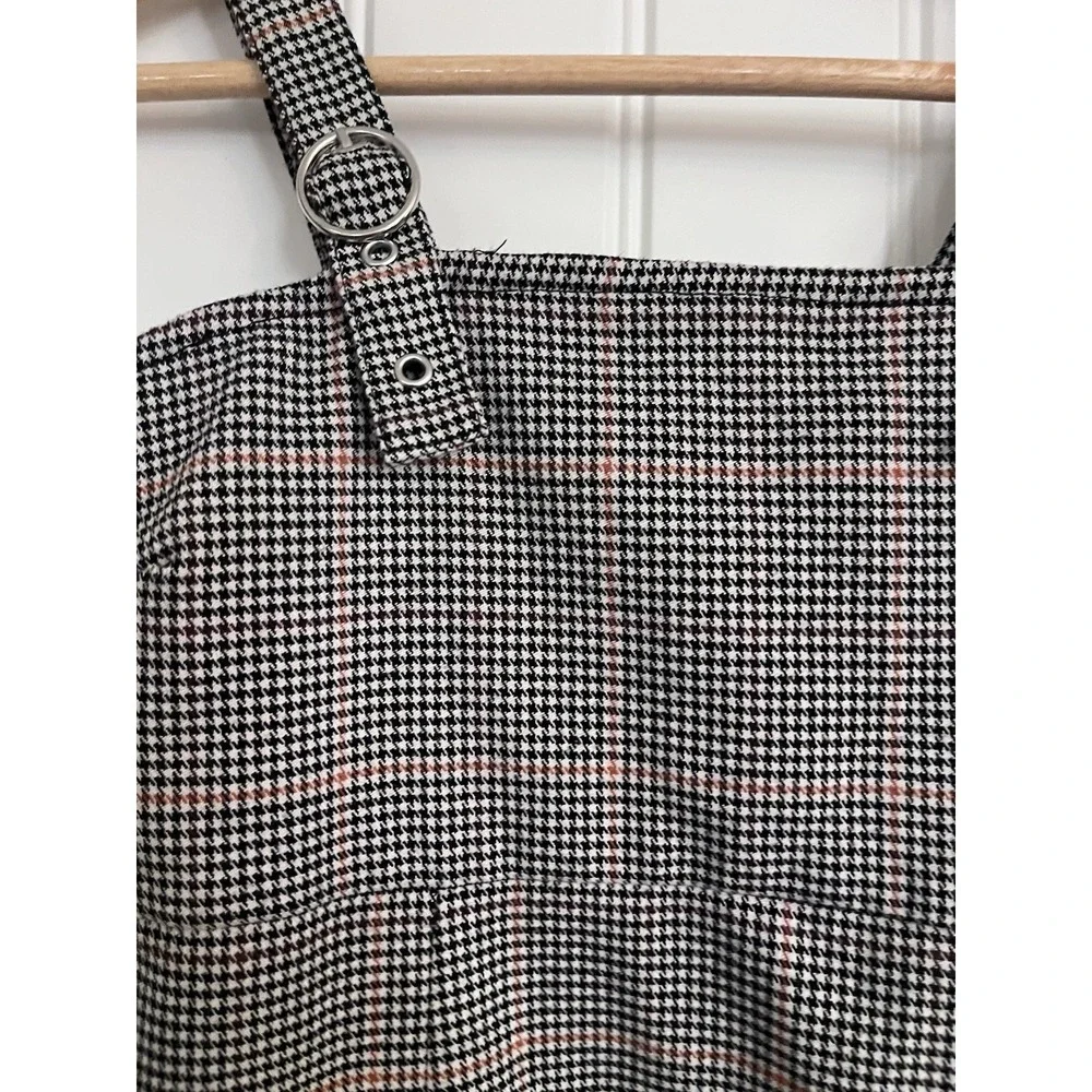 Forever 21 Girls 9/10 Cream Black Houndstooth Jumper Overall Dress School 431